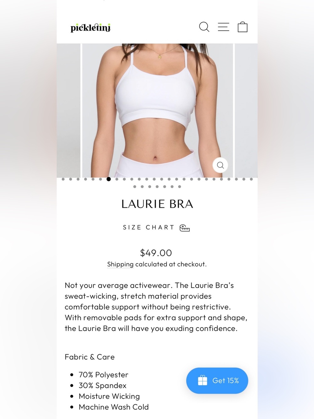 3 Pickletini Sports Laurie Bras Low Impact XL Racerback - Picture 9 of 9